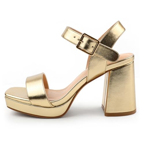 JOY IN LOVE Women's Chunky Platform High Heels Ankle Strap Block Heel Sandals4