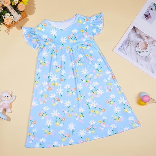 MHJY Girls Nightgowns Flutter Short Sleeves Princess Nightgown Sleepwear Soft Night Dress for Kids Toddler Girls4