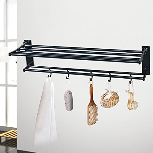 Porte-serviettes noir réglable pour optimiser l'espace de la douche - 6