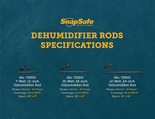 Snapsafe Gun Safe Dehumidifier Rod 12 Inch, Black, 75903 -Maintenance-Free Plug-In Electric Dehumidifier Eliminates Moisture For Gun Safes & Cabinets To Help Prevent Rust & Corrosion In Your Gun Vault #TOP2