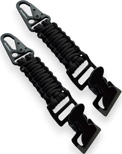 ParaDance Tactical Glove Clip Work Holder Strap Heavy Duty Metal Alligator Paracord Glove Grabber Keeper Rescue Construction Belt Loop Camping Hiking Gardening Mechanic Black