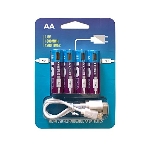 BrightBulb Smarttools 4 Pcs DC 5V 1300Mwh USB Rechargeable AA Batterie Ni-Zn No.5 Batterie