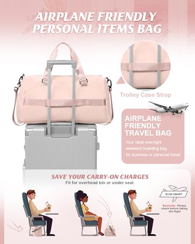 Image of Gym Bag Womens,Travel Duffel Carry on Bag Sport Tote Bag Weekend Overnight Bag, E11-Pink, Gym Bag