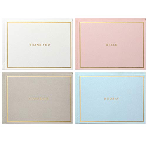 Hallmark Signature Gold Boxed Stationery Note Cards Assortment—Congratulations Cards, Blank Cards, Thank You Cards (24 Cards With Envelopes and Organizer with Dividers)