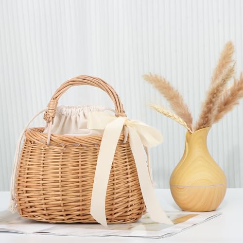 Bolso tejido natural de mimbre KUANG para mujer miniatura 5