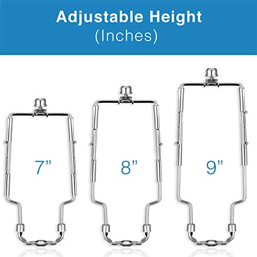 7” 8” 9” inch Adjustable Lamp Harp fits Regular Saddle Base or UNO Collar Ring Adapter for E26 phenolic Socket, Works with Any lamp Style. - Thumbnail 2