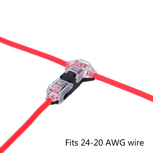 Low Voltage Wire splice connectors - Pack of 12 Quick Solderless T Tap Connector 1 Pin,Rock Solid Connector for 24-20 AWG Cable for Vehicle/audio/video/Lighting and Automotive Uses