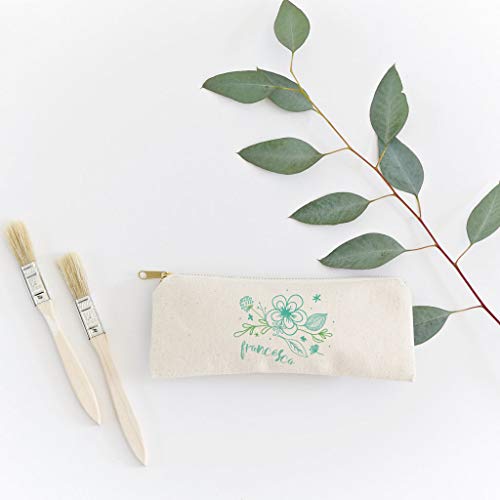 Image of The Cotton & Canvas Co. Personalized Name Aqua Floral Small Cosmetic Case and Travel Pouch for Office and On the Go