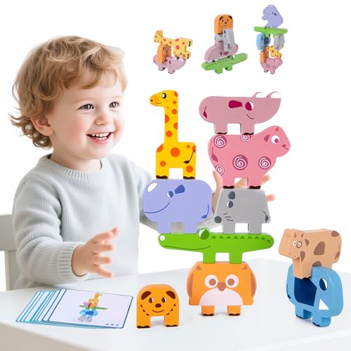 RENDIN Juguete de Equilibrio Animal 10 Piezas - Juguete Educativo Montessori, Juguetes Didacticos, Juego de Apilamiento...