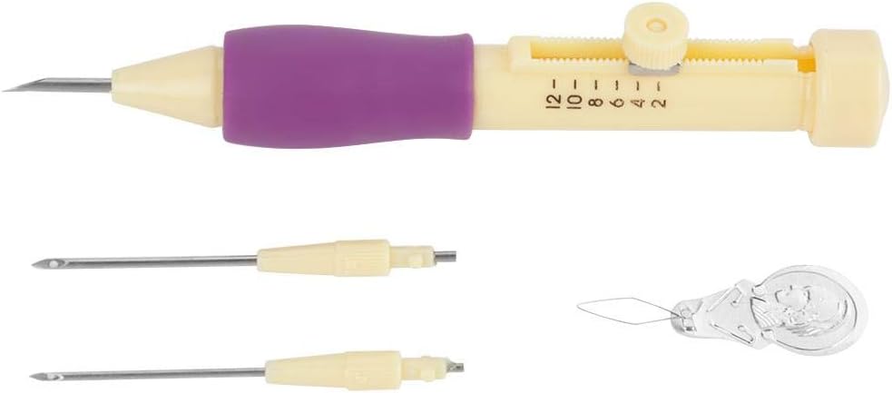 Punch Needle Embroidery Set Embroidery Needle Punch with 3 Sizes Needle Pen Kit Tool for DIY Craft for DIY Threaders Sewing Knitting for Mother(Yellow +)