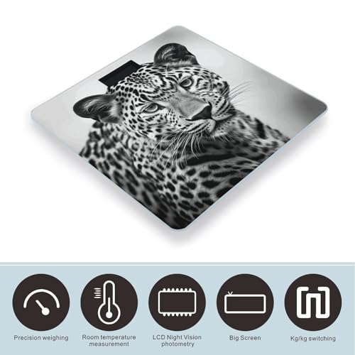 Báscula Digital de Baño Leopardo Blanco y Negro miniatura 3