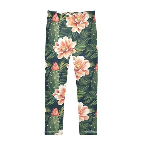 Girls Leggings Tropical Flower Cactus Soft Toddler Leggings for Girls Kids Pants Size 4T-10T