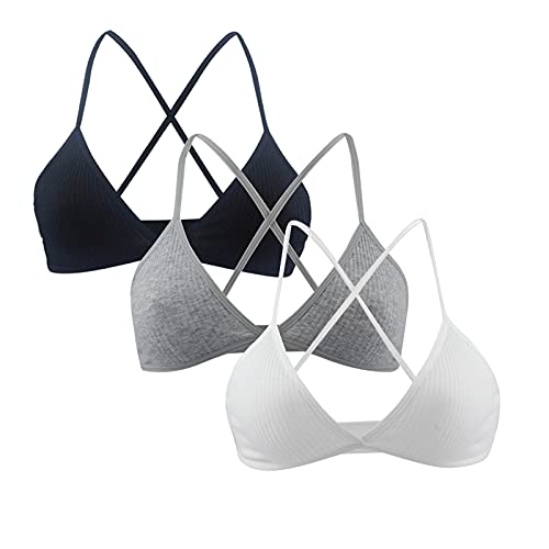 Damen BHS 3er Pack Sport-BHS Ohne Buegel Push up Atmungsaktiver Ultradünner Sexy Style Unterwäsche Cup Wireless Dessous Einfarbige Yoga BH Bra Top Set für Frauen Cover