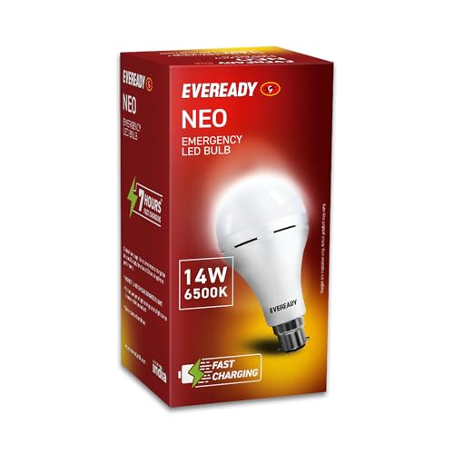 Image of Eveready 14W Emergency Inverter LED Bulb, Cool Day Light (6500K), Rechargeable Bulb with 3 Hours Backup, Ideal for Powercuts, Energy Efficient, B22 Base, Pack of 1