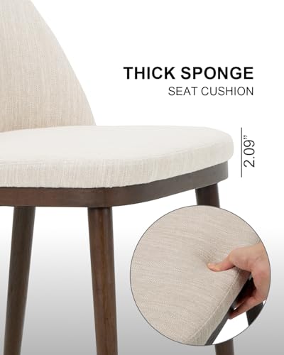 Image of Upholstered Dining Chairs Set of 4 - Modern Dining Room Chairs, Mid-Back Restaurant Kitchen Chairs with Wooden Legs, Beige
