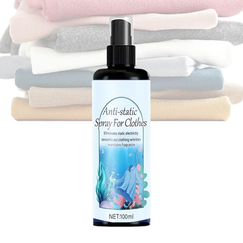 Spray Antiestático – Eliminador Instantáneo De Estática Para Ropa Cabello Invierno | Protector Antiestático Duradero Contra Adherencias | Reductor De Arrugas Refrescador Ďe Telas Hogar Oficina Exterio