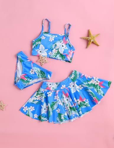 Image of Arshiner Girls 3 Piece Swimsuit for Teen Girl Tankini Swimsuits Bathing Suit Beach Bikini Swimwear with Skirt