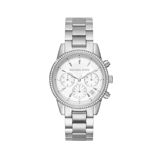 Michael Kors - Reloj Ritz cronógrafo Plateado con Correa de Acero Inoxidable y Esfera Plateada para Mujer MK6428