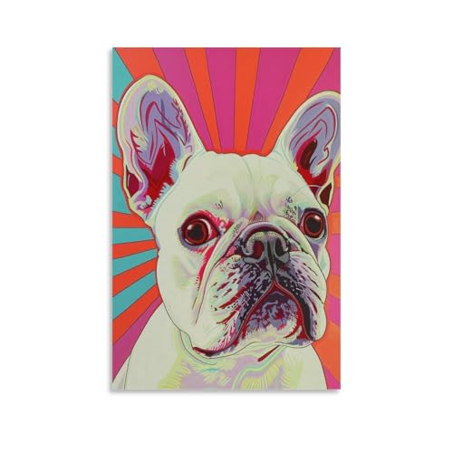 Cuadro en lienzo de bulldog francés póster decorativo moderno de 50x75 cm para salón
