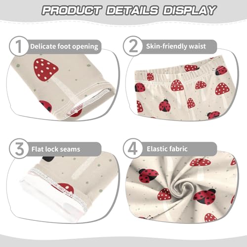 ZZKKO Girls Leggings Cute Ladybird and Mushroom Toddler Girls Clothes Leggings for Girls Toddler Girls Leggings 3-4T3