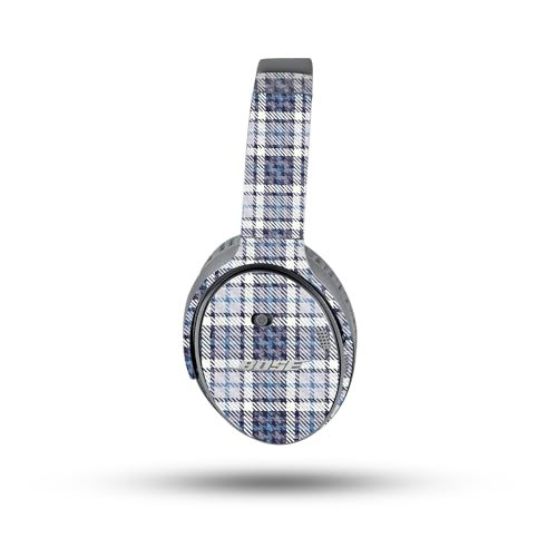 Image of MightySkins Carbon Fiber Skin Compatible with Bose QuietComfort 35 II Headphones - Blue Plaid | Protective, Durable Textured Carbon Fiber Finish | Easy to Apply