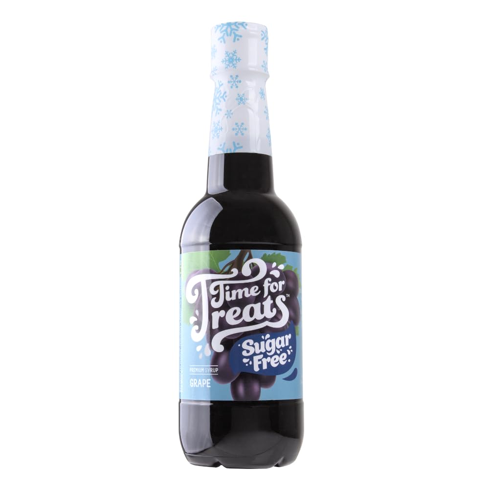 Time For Treats Flavored Syrup 16.9 Fluid Ounce Bottle for Snow Cones, Homemade Sodas, Cocktails, Coffee, Baking and More (Grape - SUGAR FREE)