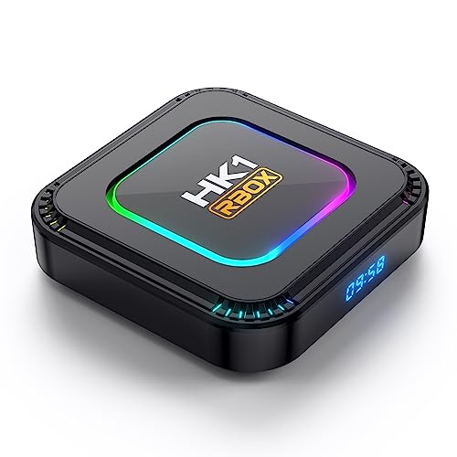 CHROX Android TV Box 13.0, HK1 RBOX K8 Smart 4GB 128GB, RK3528 Chip Con Soporte 2.4G/5.8G Wifi6 1000M Ethernet LAN Bluetooth 5.0 3D/8K Set Top Con Mini Teclado Retroiluminado