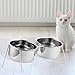 Baoblaze Elevated Cat Bowls Pet Food Feeding Dish Sturdy Water Food Feeder Bowls with Stand for Puppy Dogs Small Animals Kitten Cats, Double Bowl