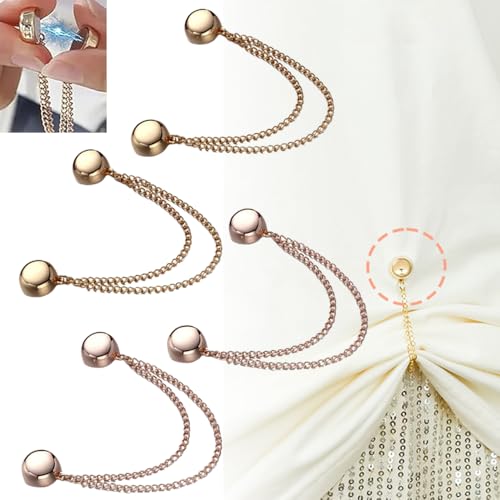 Image of Ouliget Multi-Function Magnetic Clothing Clips,Pinless Brooch Chain Magnetic Buttons Shawl Clips for Hijab, Loose T-Shirt Hems, Sleeves, Collar and Pants Hems,4 Pieces (Rose Gold and Gold)