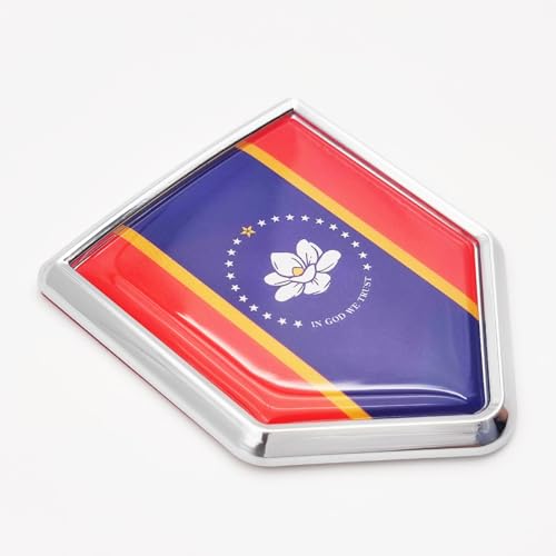 Bandera de Mississippi Overdecor con relieve cromado y acabado premium para parachoques