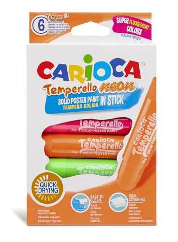 CARIOCA TEMPERELLO NEON | 42675 - Témperas Solidas en barra 6 Colores , color/modelo surtido