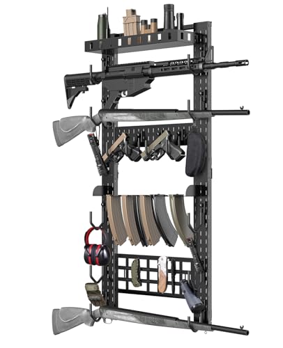 CVLIFE Gun Rack for Wall, Indoor Gun Rack Wall Mount with Shelf & Acce