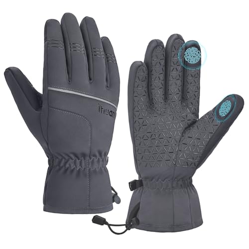 ihuan Winter Waterproof Ski Snow Warm Gloves for Men Women Cold Weather
