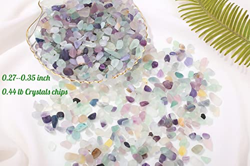 Image of 1lb Fluorite Aquarium Gravel Rocks Natural Tumbled Healing Crystal Chips Bulk Gemstones Crushed Stones for Fountain Vase Filler Planters Decorative Fish Tank Potted Reiki Energy Balancing