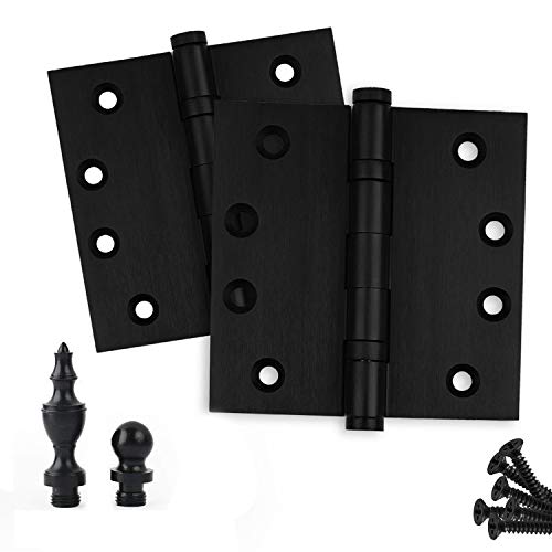 Embassy Door Hinge Solid Brass - 4 X 4 Inch, Heavy Duty, Black, Ball Bearings, Rust Resistant Pin, Architectural Designer Grade, Home Improvement, 2 Pack #TOP3