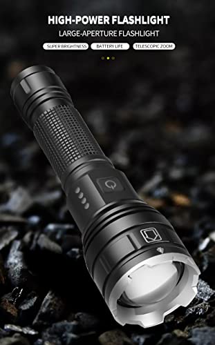 Rechargeable Xhp70 Led Flashlight, 8000 High Lumens Tactical Handheld Flashlights, Super Bright Xhp70 Led Flashlights With Ipx5 Waterproof 4 Modes, Zoomable Lamp For Camping, Hiking, Emergency #TOP1