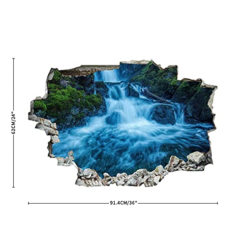 Canada Waterfalls Parks Vancouver Island National Wall Decal Landscape 3D Break Through Wall Sticker Removable Funny Wall Art Decal Christmas Home Decor Vinyl Mural For Boy Kids Room Living Room #TOP2