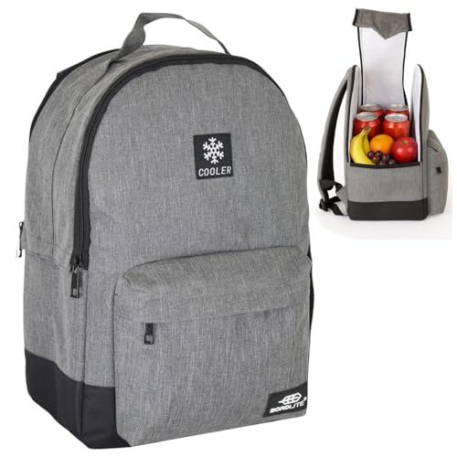 Cooler Backpack Insulated Lunch Bag – Leakproof, Water Resistant, Large Capacity Cool Bag for Work, Travel, Picnic, Beach – Thermal Backpack with Pockets & Bottle Holder, 28x15x39cm - Grey -