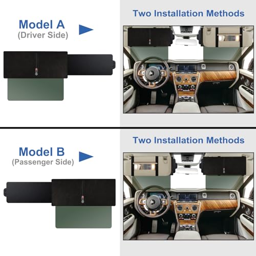 Image of Veharvim Sun Visor Extender for Car with Zipper Slider, UV400 Car Sun Visor Extension with PC Lens and Side Sunshade,Anti-Glare for Safe Driving,UV-Filtering /Protection(Passenger Side)