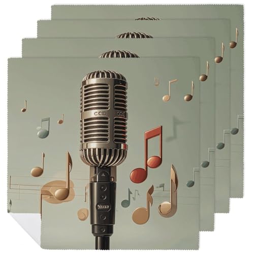 Servilletas de Tela con Microfono y Nota Musical Paquete 6 miniatura 1