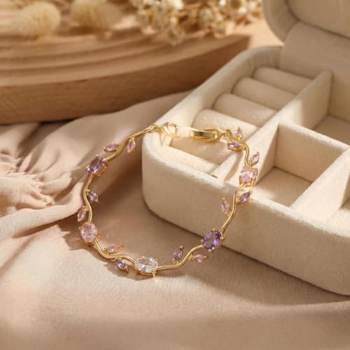 Image of Anti Tarnish 18K Gold Plated Floral Tulip Bracelet for Women & Girls | Elegant Daily Wear Jewelry | | Gift for Her