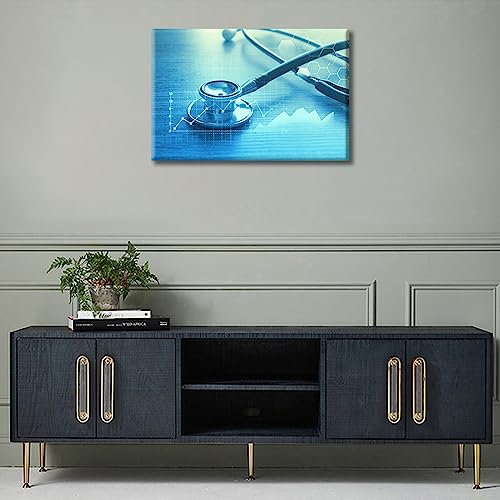 Image of TUMOVO 1 Panel Clinical Laboratory Poster Artwork Canvas Wall Art Home Decor Medical Stethoscope Bathroom Decor Wall Art Print on Canvas Framed Ready to Hang (12 inch Wx18 H)