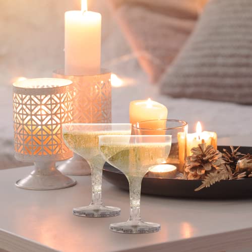 Upper Midland Products Acrylic Champagne Coupe 5 Oz Stem Glasses With Interlocking Groove Feature To Build Sturdy Tower, Weddings, Party, Bar, Martini, Margarita, Cocktail, Dessert Cups… (35 Count) #TOP3