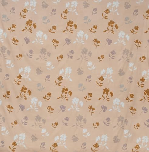 Image of NHD HOME Premium Cotton Flat Double Bedsheets with 2 King Size Pillow Covers | Double Bed Breathable | Wrinklefree | Ultrasoft 220 tc Supersoft Floral | 90x90 Inches, Beige & White