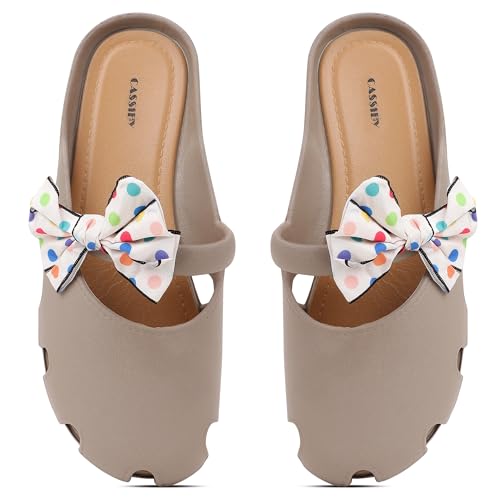 Image of CASSIEY Fashion Slippers For Women slipper Printed Bow design Slip on Flat Sandals