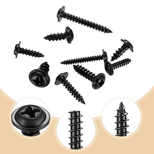 400 Pcs Black Self Tapping Screws Metal, M3 M3.5 M4 M5 Phillips Pan Head Self Drilling Screws Assortment with Washers Head for Wood Metal Plastic DIY Repair