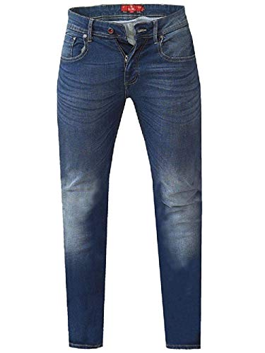 Duke London D555 - Pantalones Vaqueros elásticos para Hombre, Talla Grande, Color Azul Oscuro Dark Blue Stonewash 44W x 32L