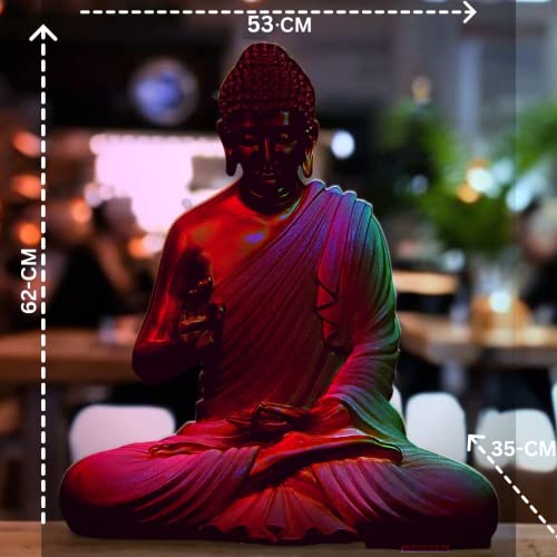 Image of Swarn House Decor's Beautiful Sitting Buddha Idol Statue for Home & Garden - Big Size 2 Feet (Black & Rose)