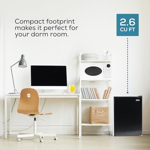 Image of Igloo 2.6 Cu.Ft Mini Fridge with Freezer- Single Door Compact Refrigerator with Glass Shelves for Homes, Dorms & Offices- Keep Snacks, Drinks & Frozen Foods Cool with Temperature Control Fridge- Black