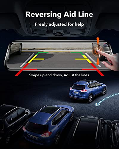 Image of WOLFBOX G930 4K 10 inch Rear View Mirror Camera, Dash Cam Front and Rear for Car with 32GB Card, Touch Screen Smart Rear View Mirror Backup Camera, Parking Monitor, Reverse Assist, GPS, Support 256GB Max